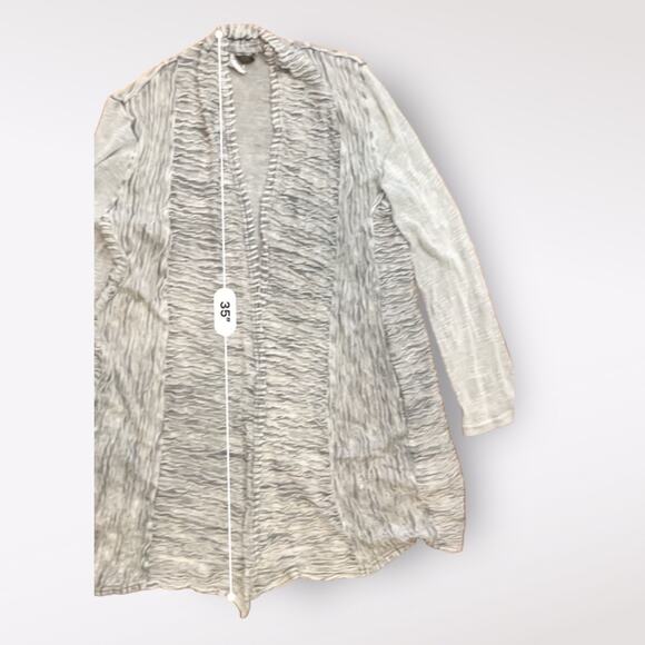 XCVI Gray Open Front Cardigan Textured Pockets Long Sleeve Size L - Picture 7 of 9
